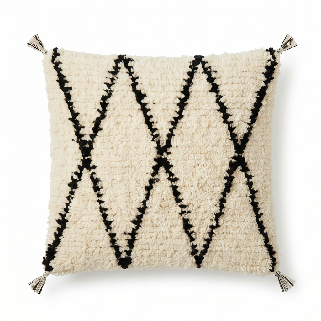 Coussin Béni Ouarain à losanges noirs