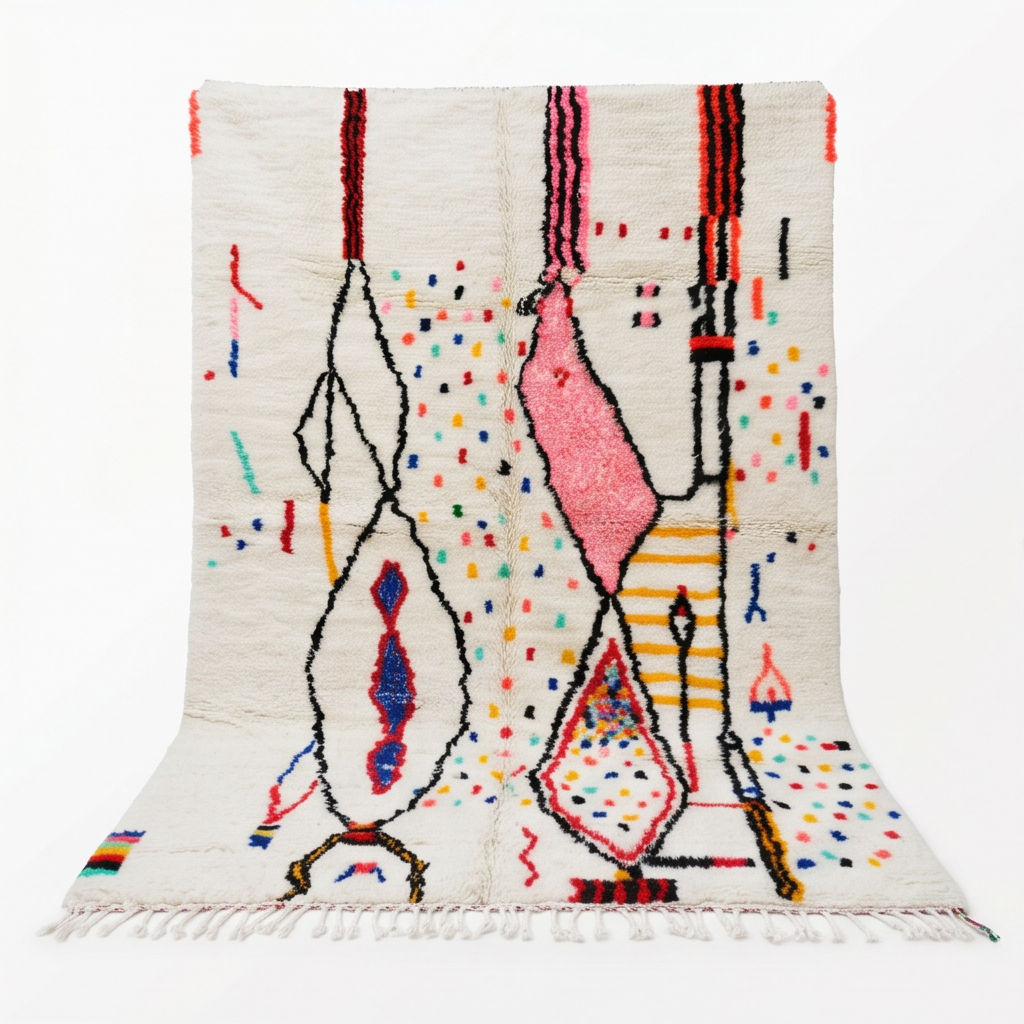 Tapis Azilal aux formes et points colorés