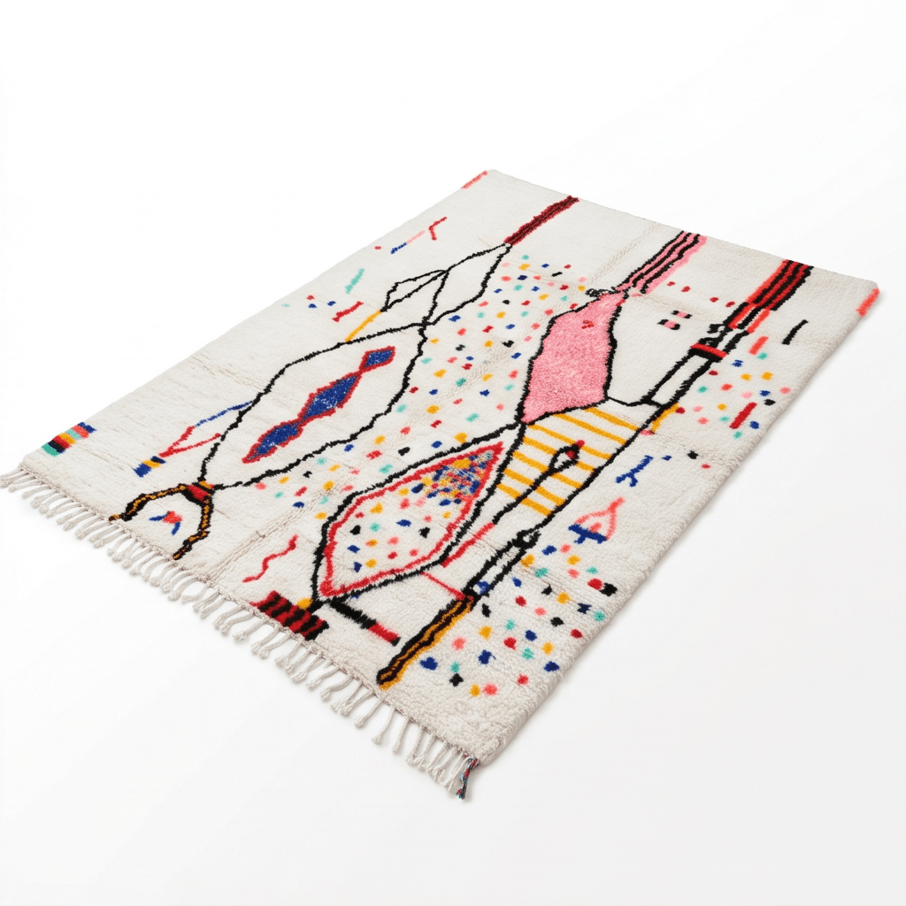 Tapis Azilal aux formes et points colorés