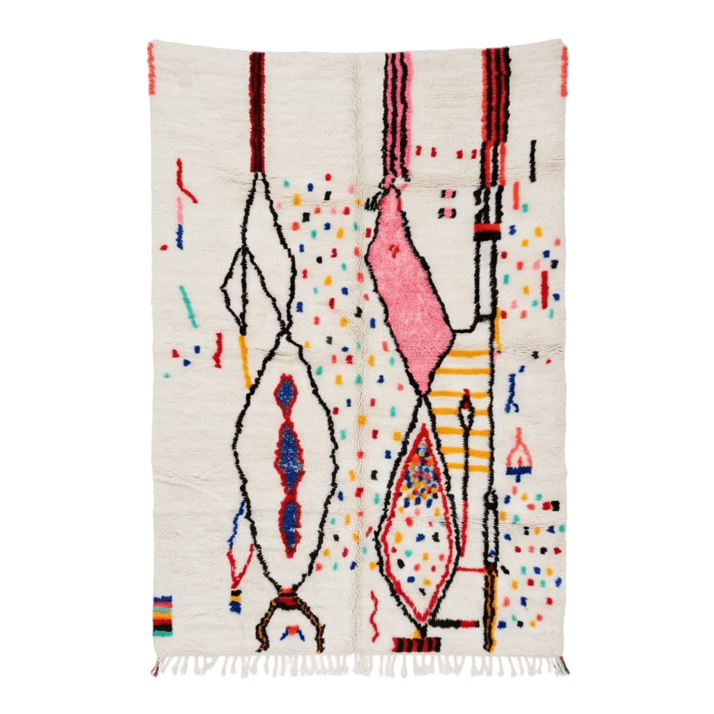 Tapis Azilal aux formes et points colorés