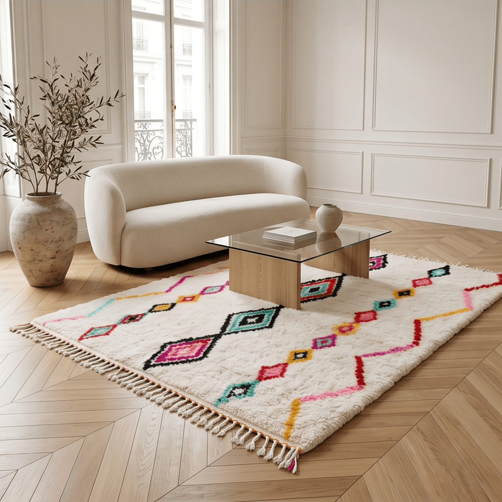 Tapis berbère à losanges colorés