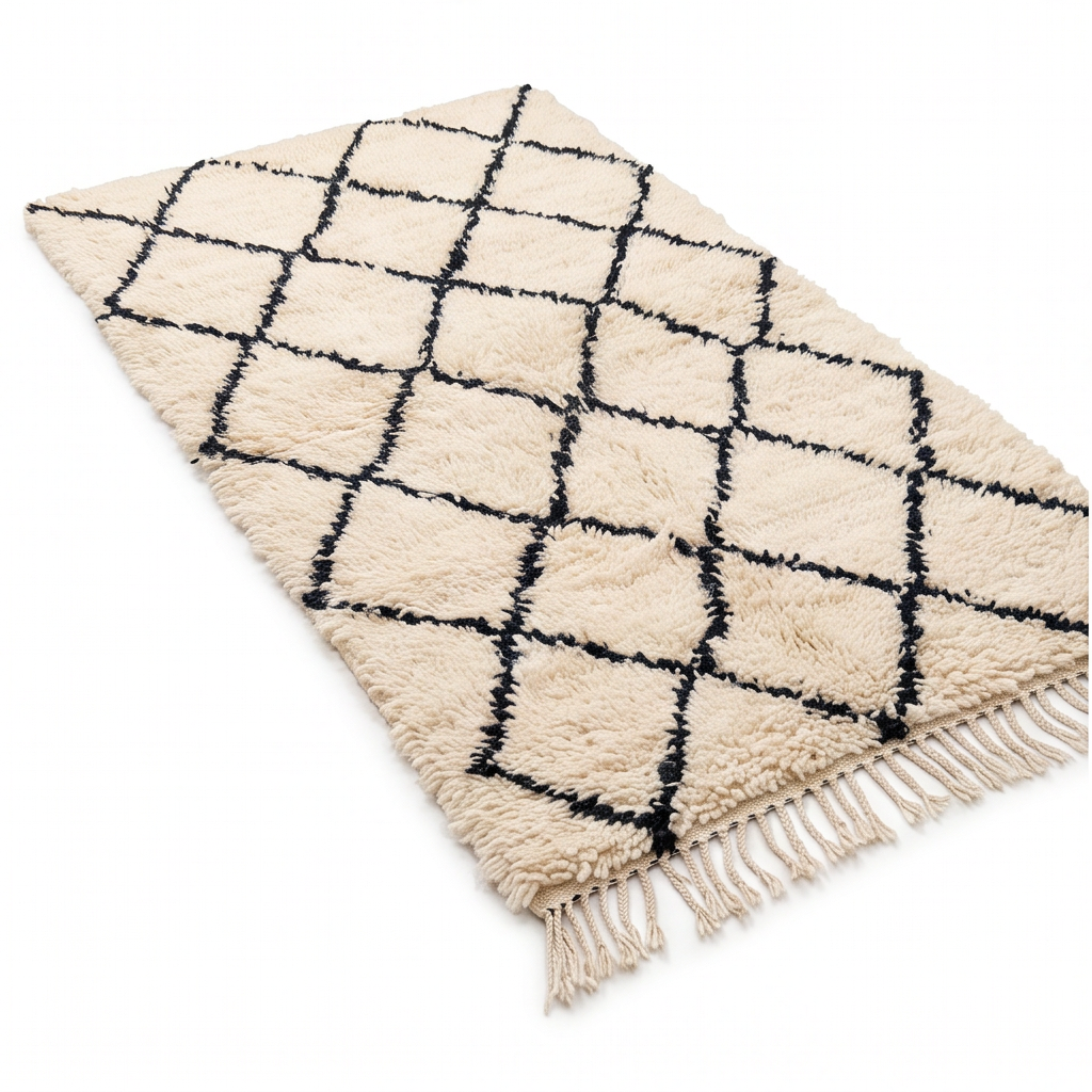 Petit tapis Béni Ouarain losanges noirs