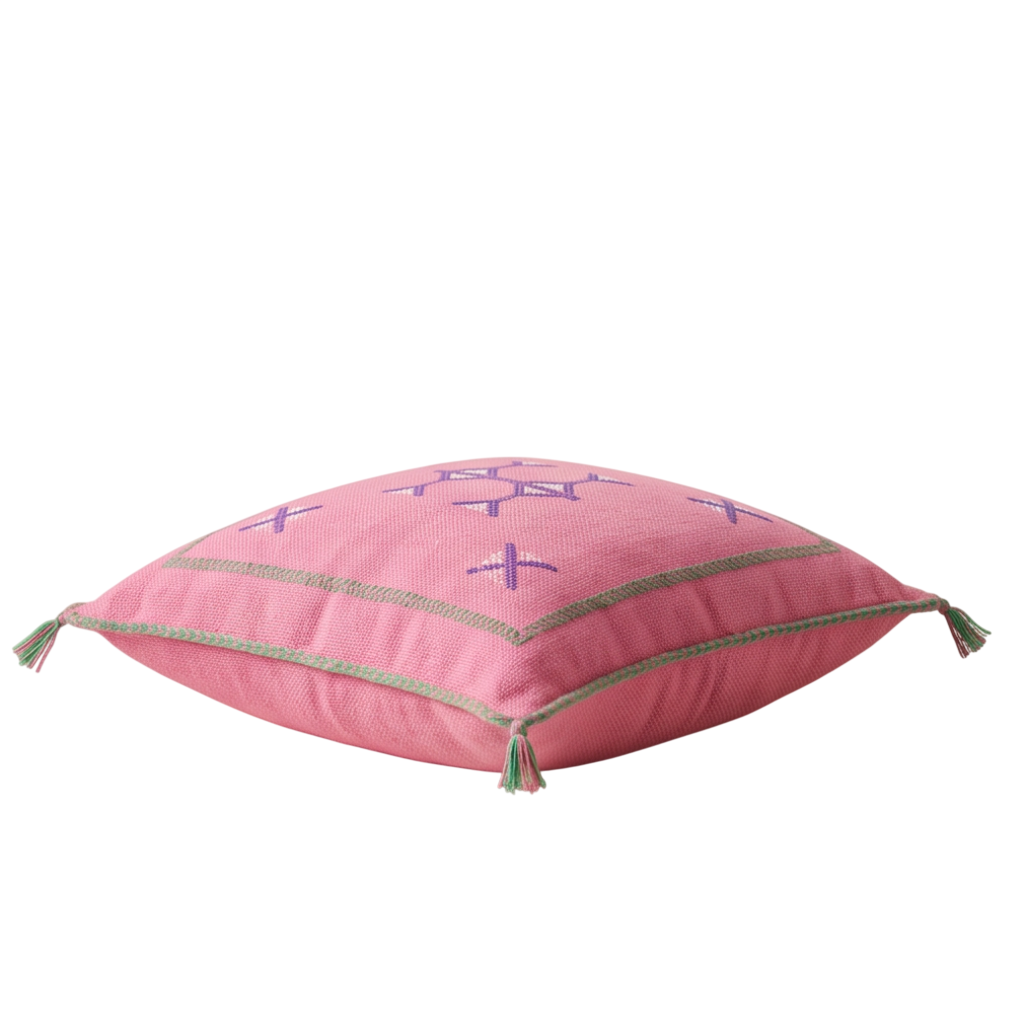 Coussin berbère rose croix violettes Sabra