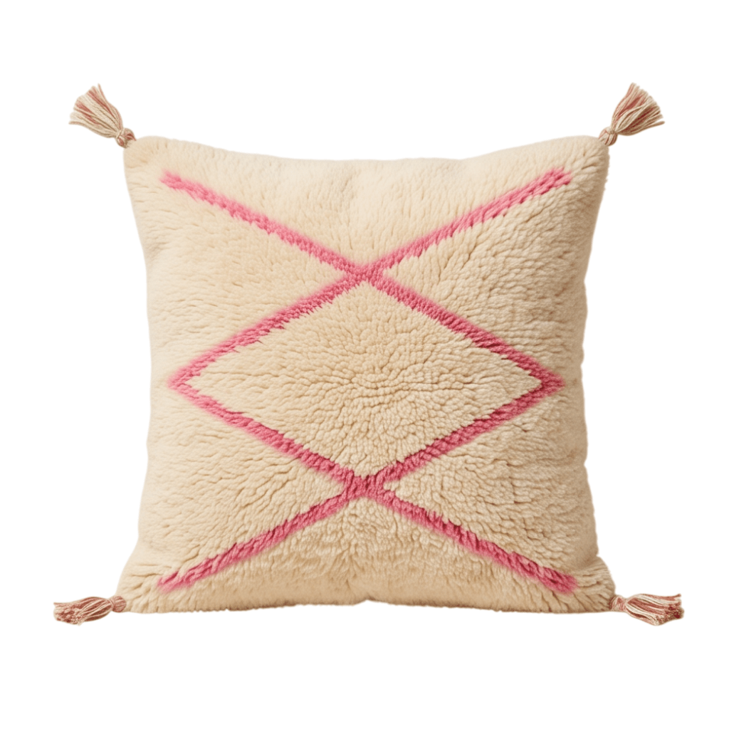 Coussin Beni Ouarain losanges roses