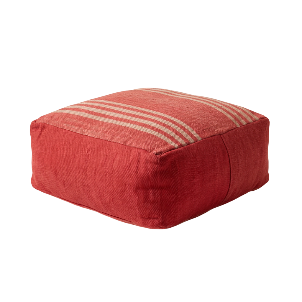 Pouf berbère rouge rayures fines