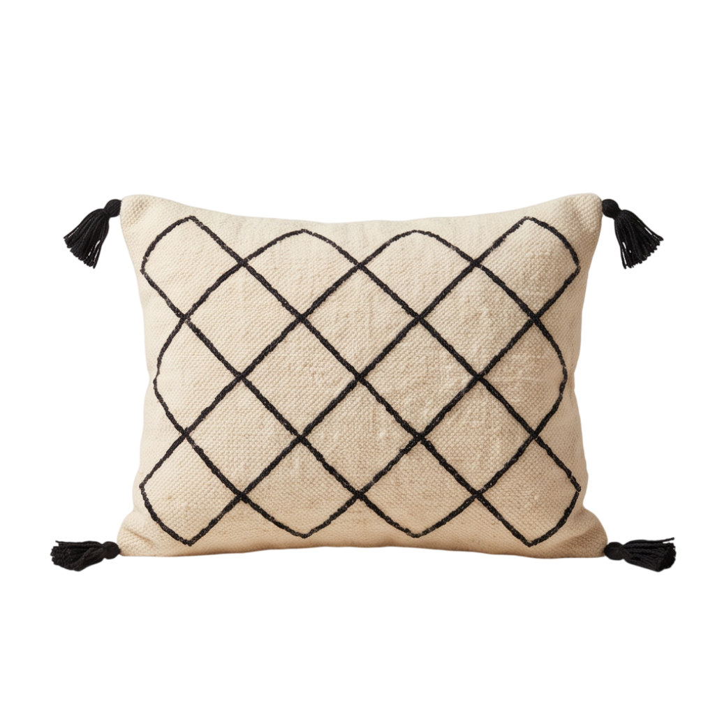 Coussin berbère écru losanges Beni Ourain