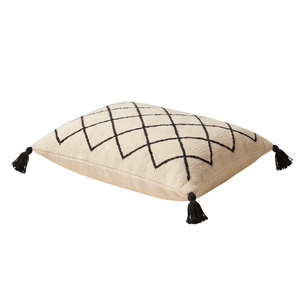 Coussin berbère écru losanges Beni Ourain