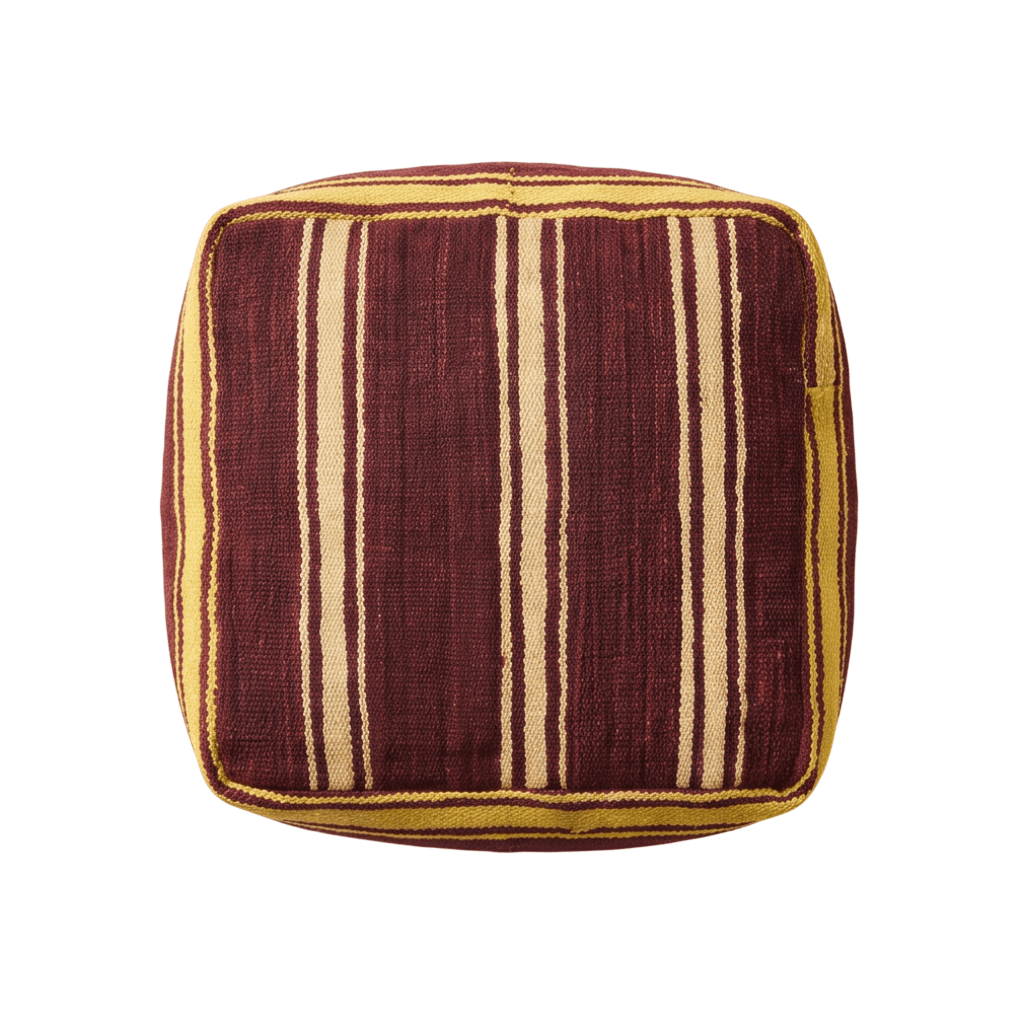 Pouf berbère bordeaux rayures jaunes