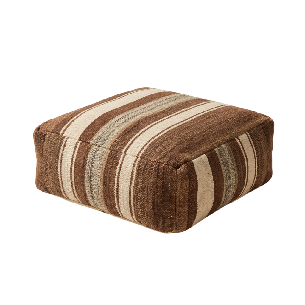 Pouf berbère marron rayures naturelles