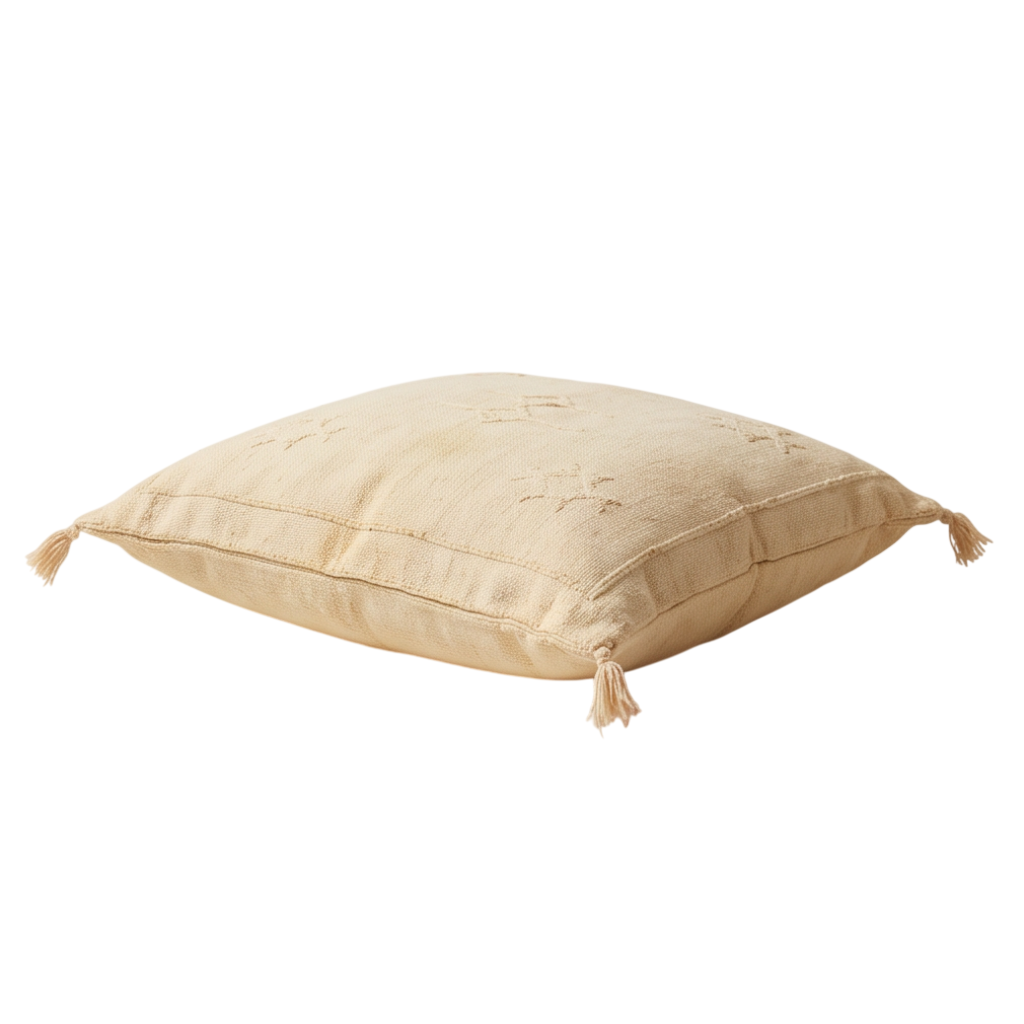 Coussin berbère jaune pâle ton sur ton