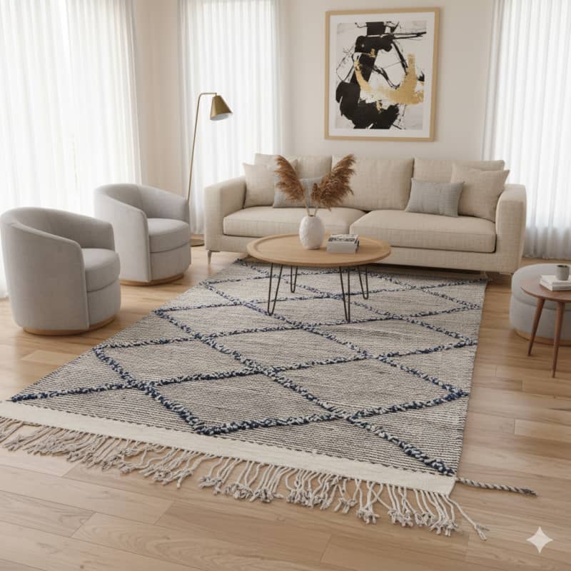 Petit Tapis berbère Zanafi Losange Bleu <br> 105x155 cm