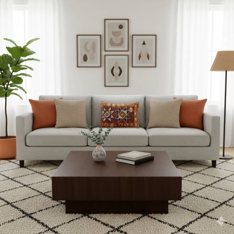 Coussin Berbère étoile tribal Boujaad