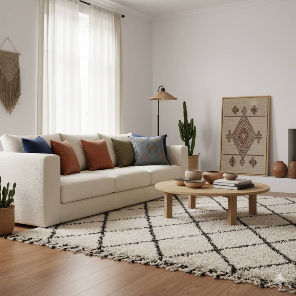 Coussin berbère Gris fer en Soie Végétale