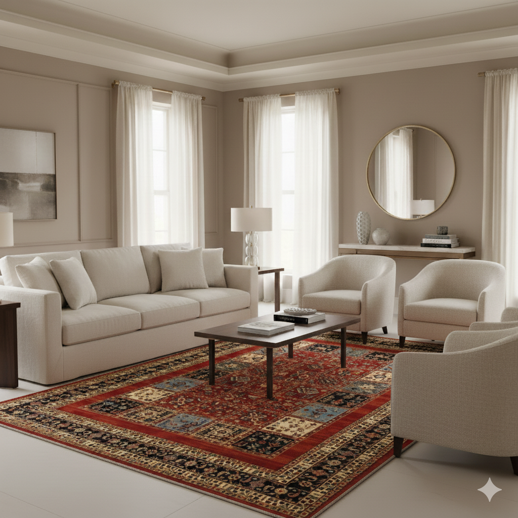 Tapis de salon oriental rouge URKA