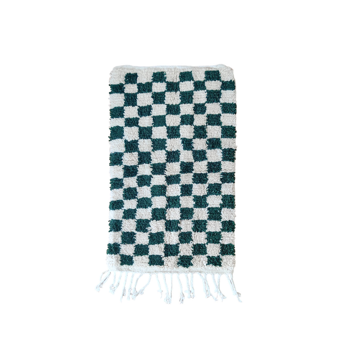 Petit tapis berbère carreaux verts - MAZIR Décoration