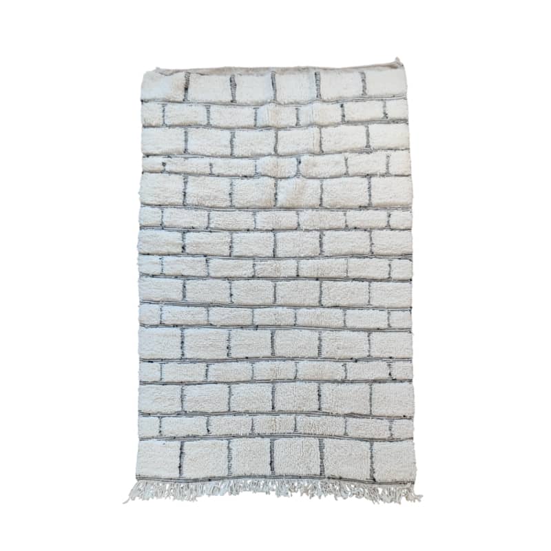 Tapis Marocain Graphique blanc et noir