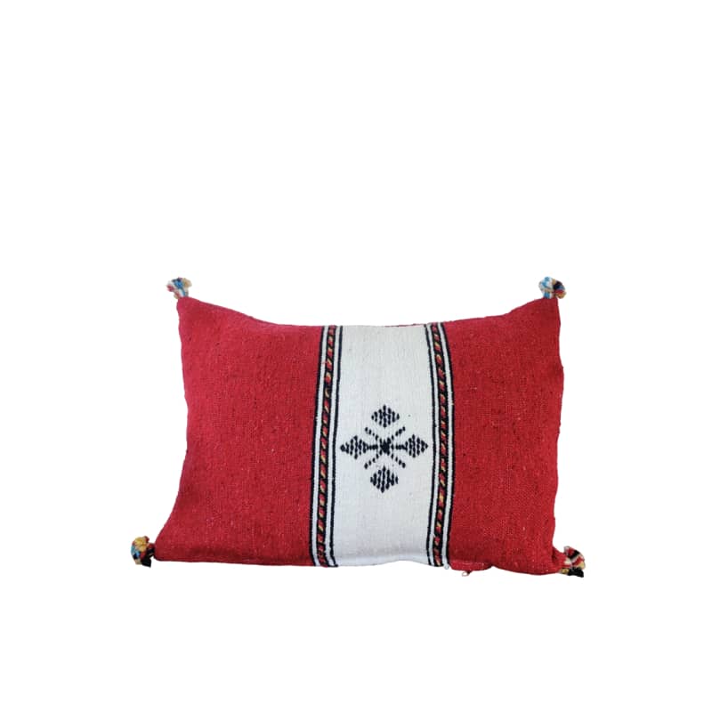 Coussin rectangulaire rouge et blanc - MAZIR Décoration