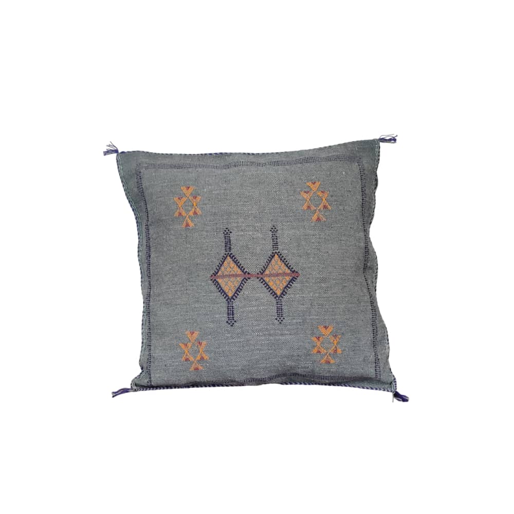 Coussin berbère Gris fer en Soie Végétale - MAZIR Décoration