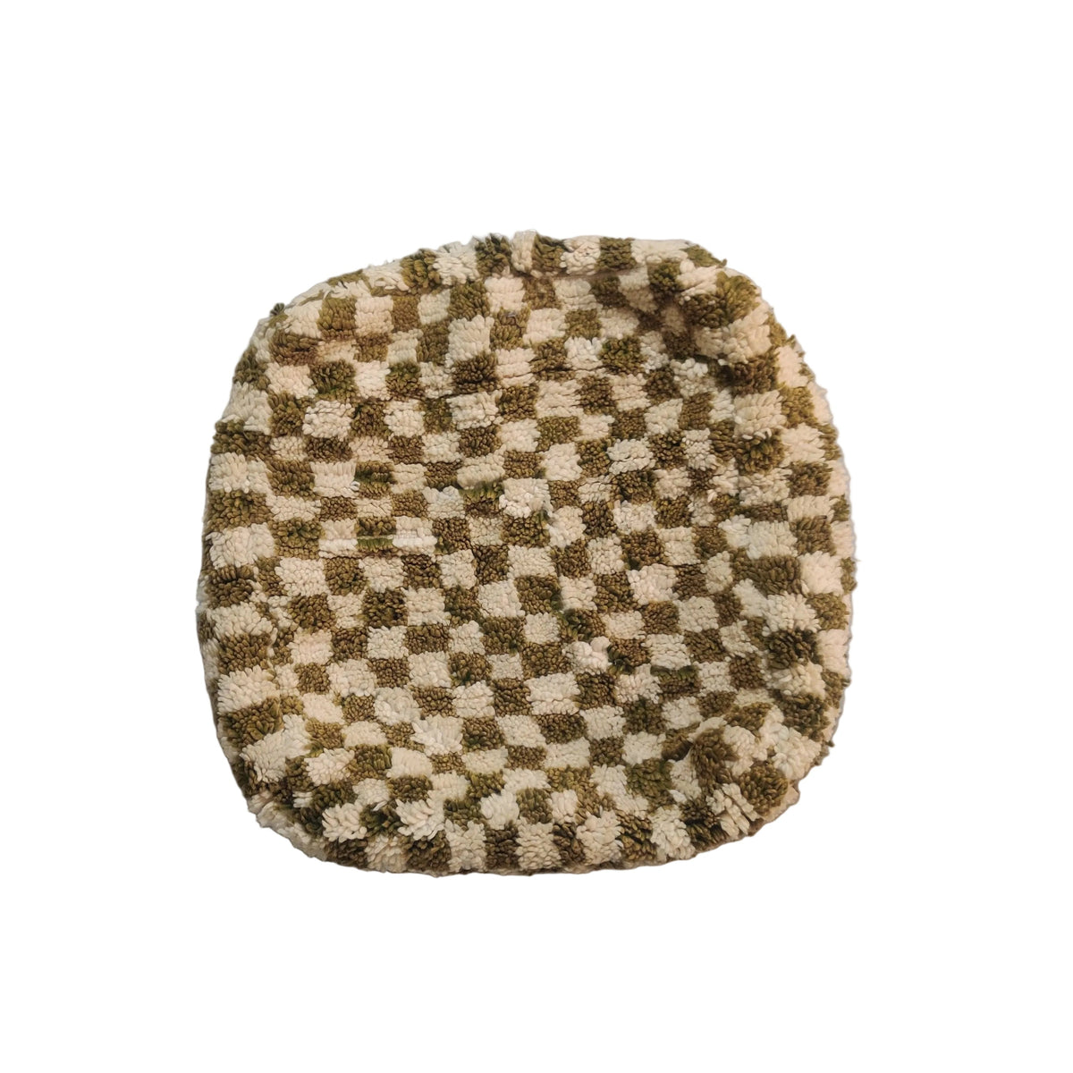 Pouf berbère damier vert et écru
