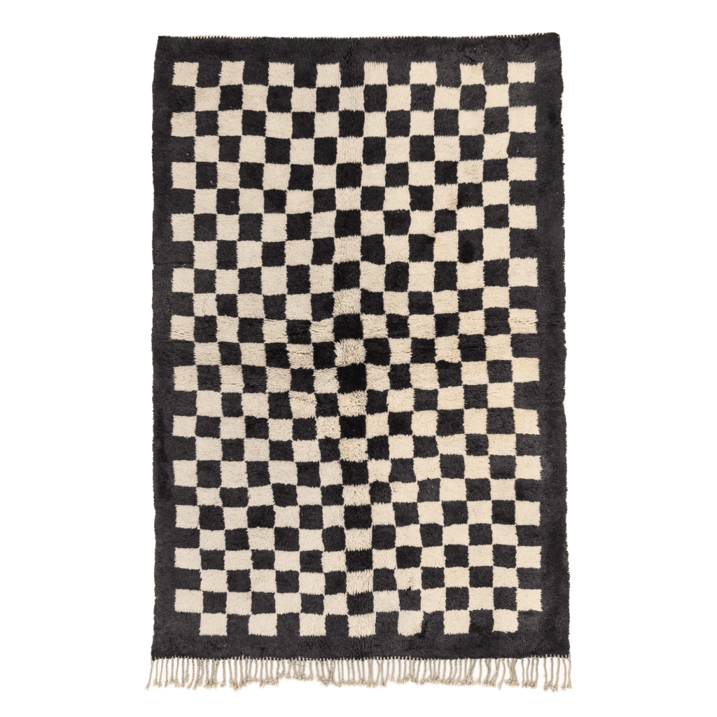 Tapis berbère noir damier - Sur mesure