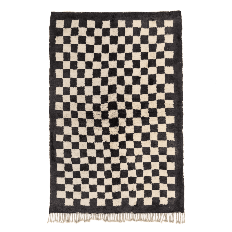 Tapis berbère noir damier - Sur mesure