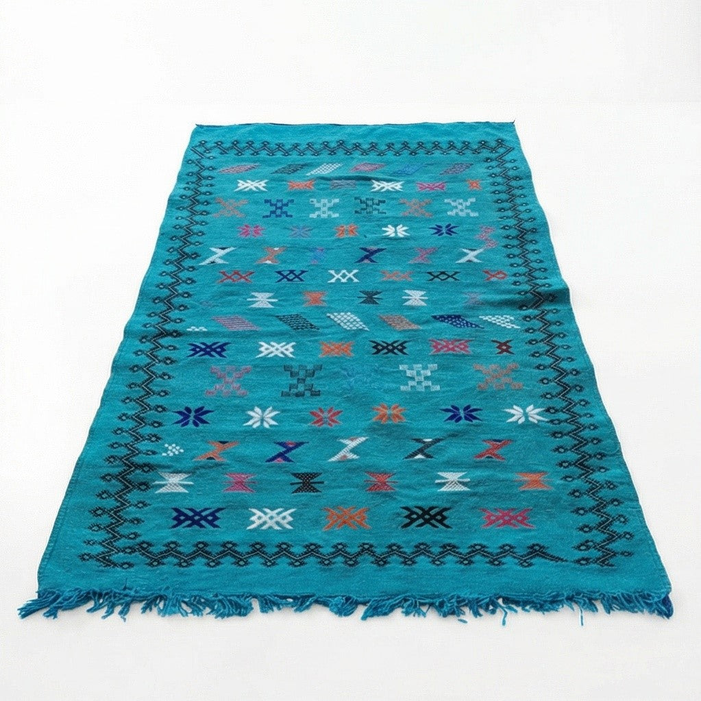 Tapis berbère turquoise Sabra 95x160 cm