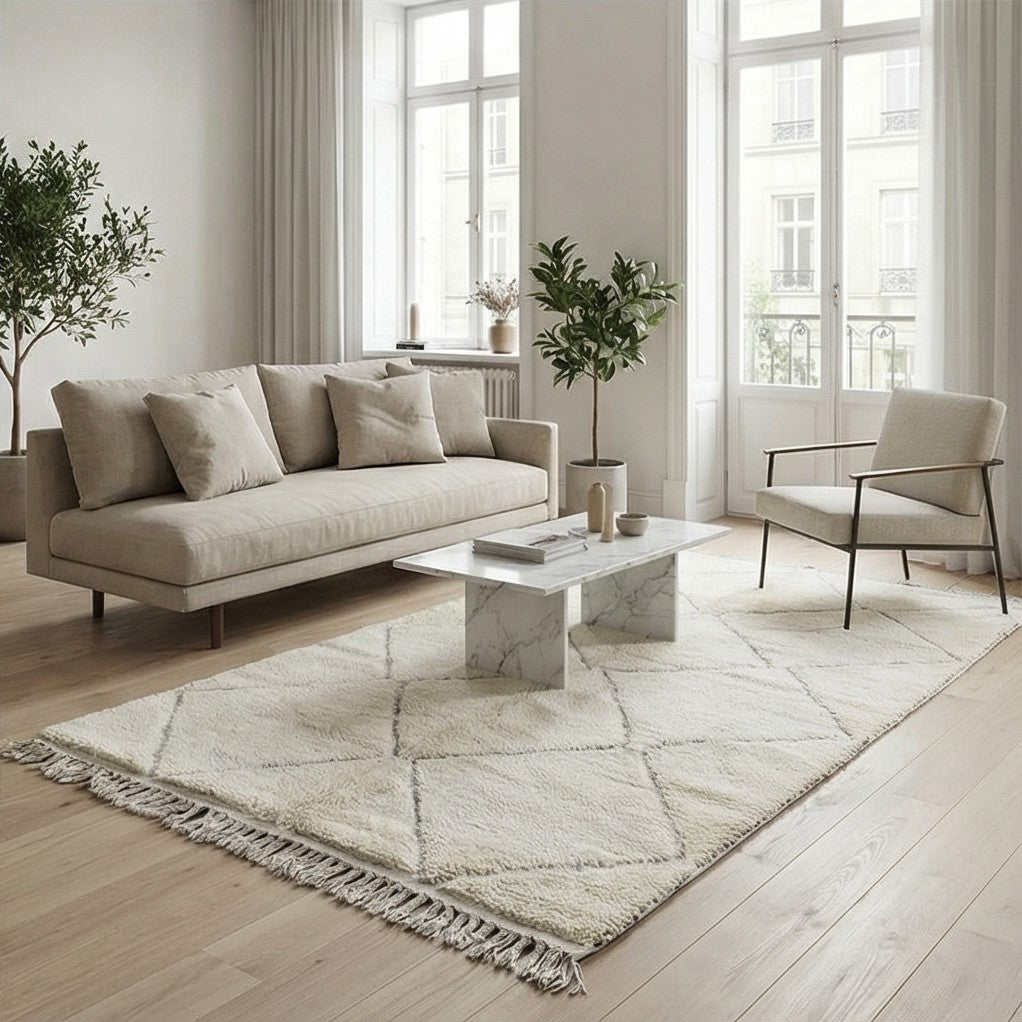 Grand Tapis Berbère à losanges blancs