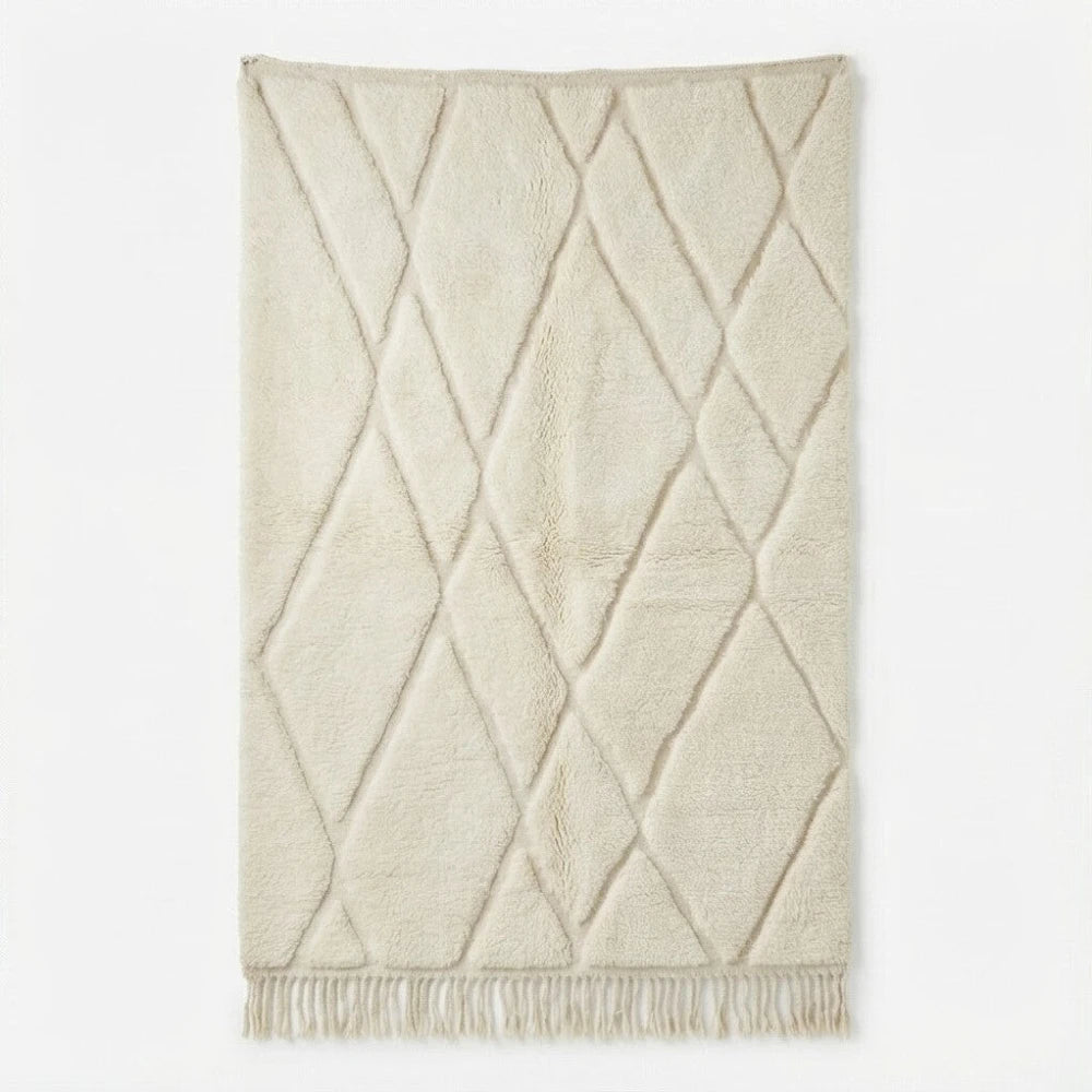 Tapis berbère à motifs blancs abstraits