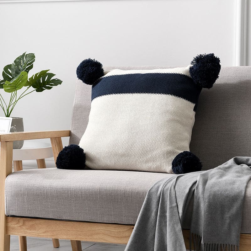 Coussin à pompon pour plaid Inspiration Berbère - Blanc -