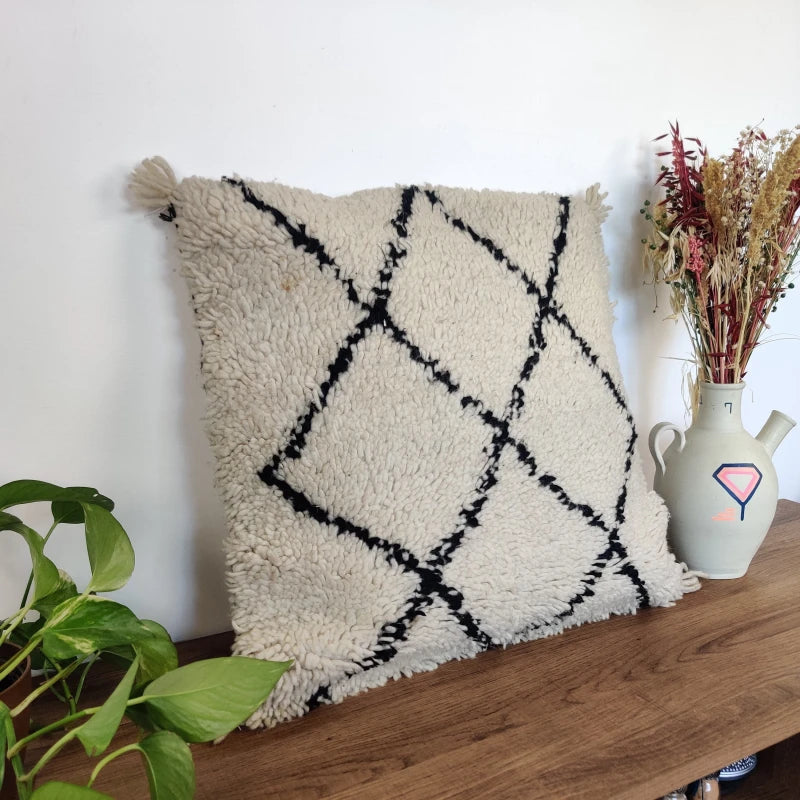 Coussin Béni Ouarain à losange - Blanc / Beni Ouarain -