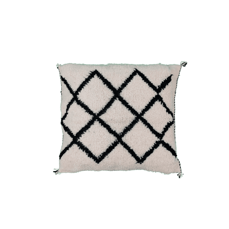 Coussin style berbère Blanc d'argent motif marocain