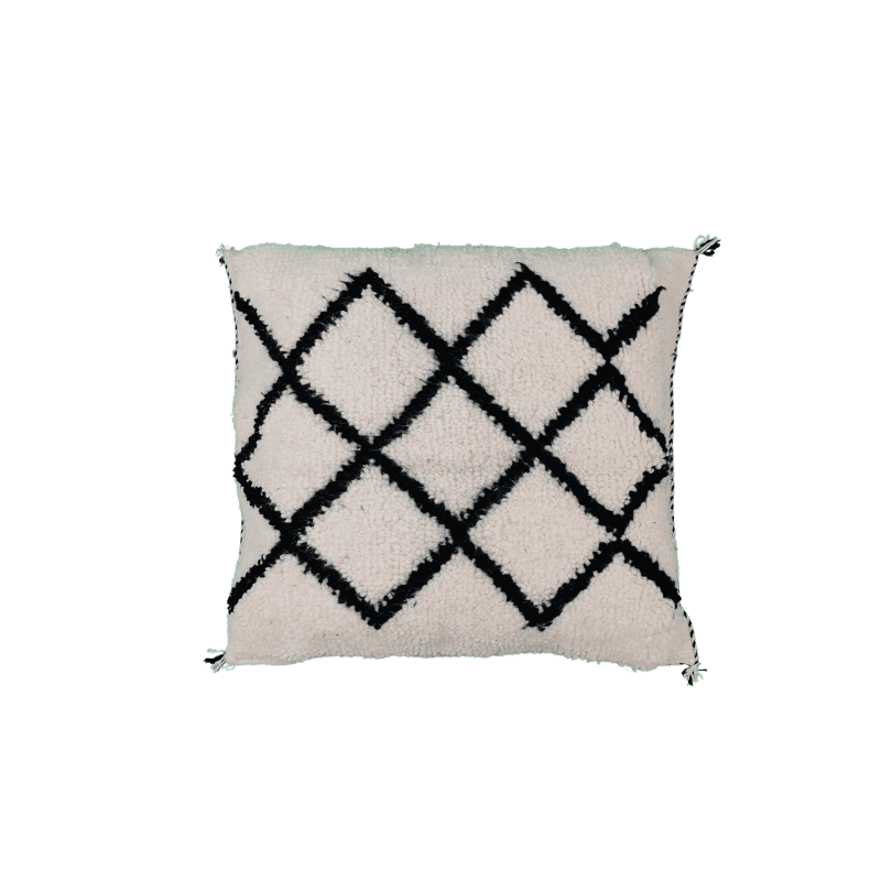 Coussin Blanc d'argent motif marocain boho chic