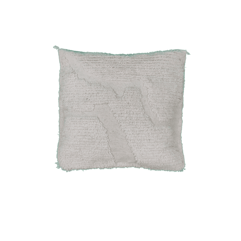 Coussin marocain Béni Ouarain motifs blancs - Laine | MAZIR