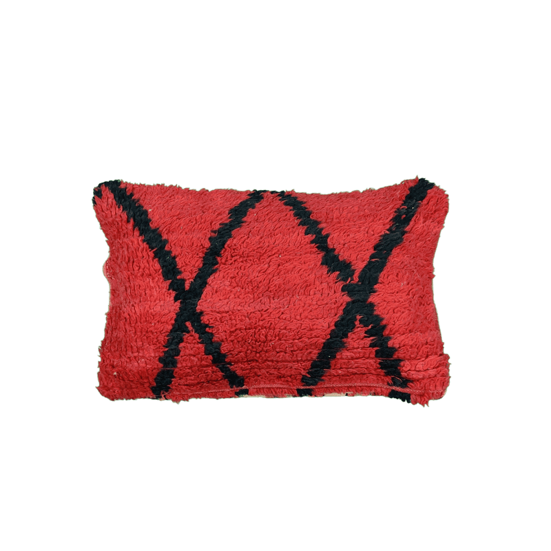 Coussin style Berbère Rouge vermeil et noir