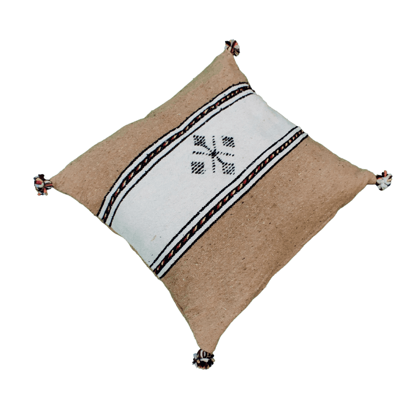 Coussin style marocain bicolore Sépia blanc en Coton