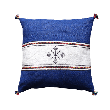 coussin berbere bleu et blanc