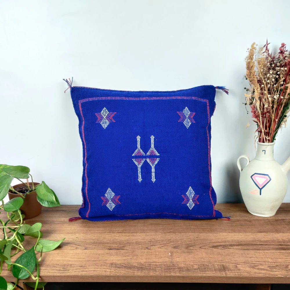 Coussin berbère Bleu Sabra - MAZIR Décoration