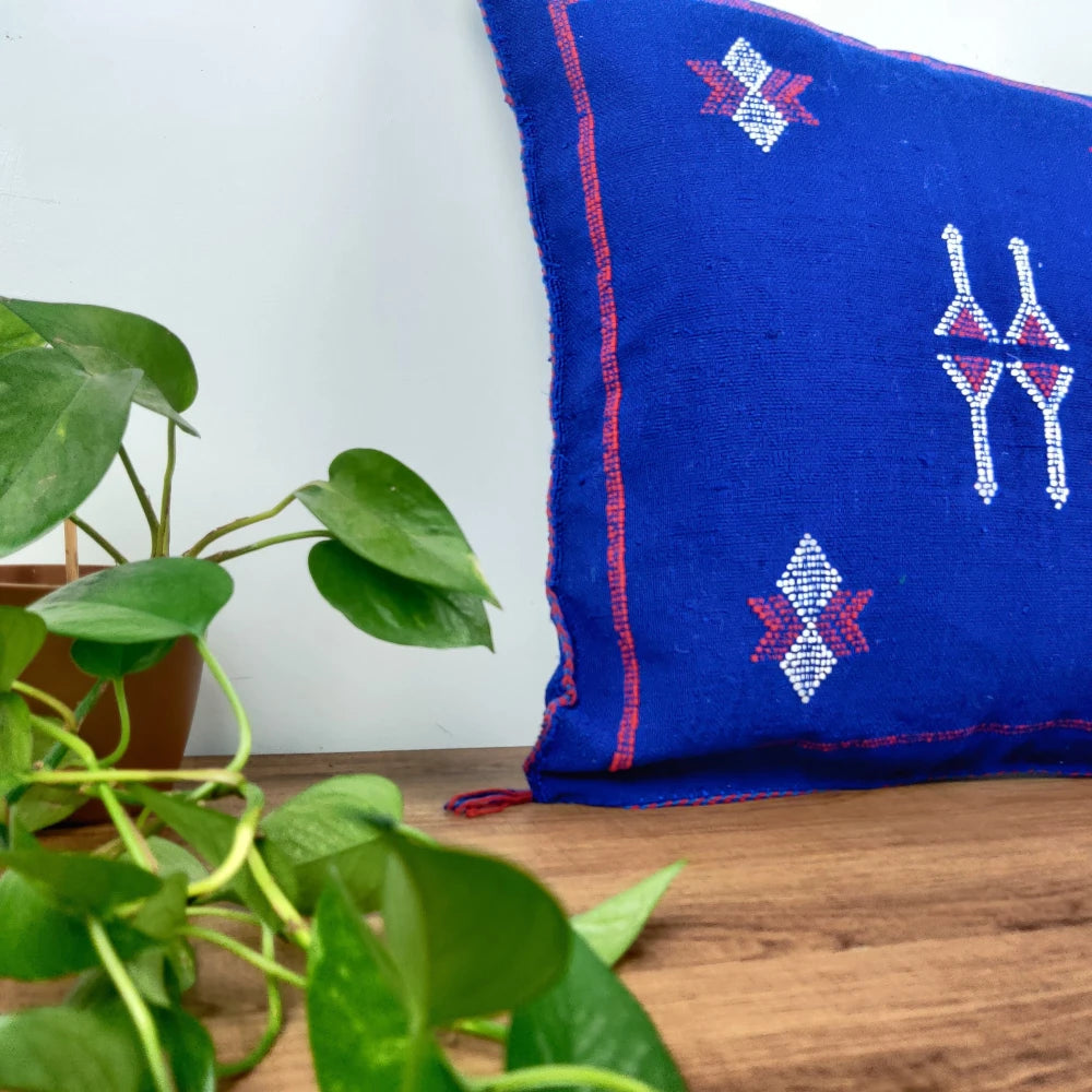 Coussin berbère Bleu Sabra - MAZIR Décoration
