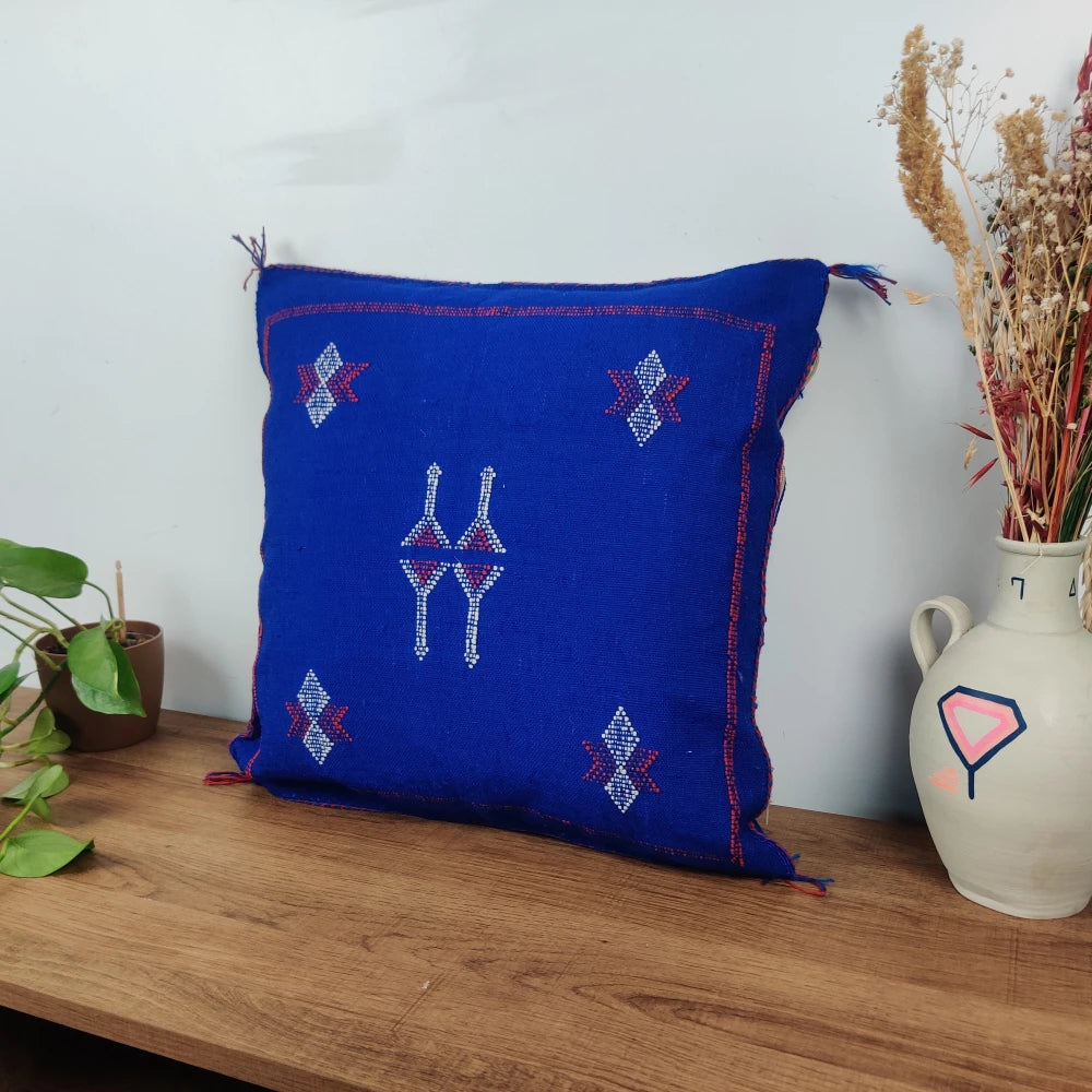 Coussin berbère Bleu Sabra - MAZIR Décoration