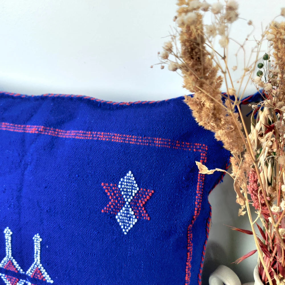 Coussin berbère Bleu Sabra - MAZIR Décoration