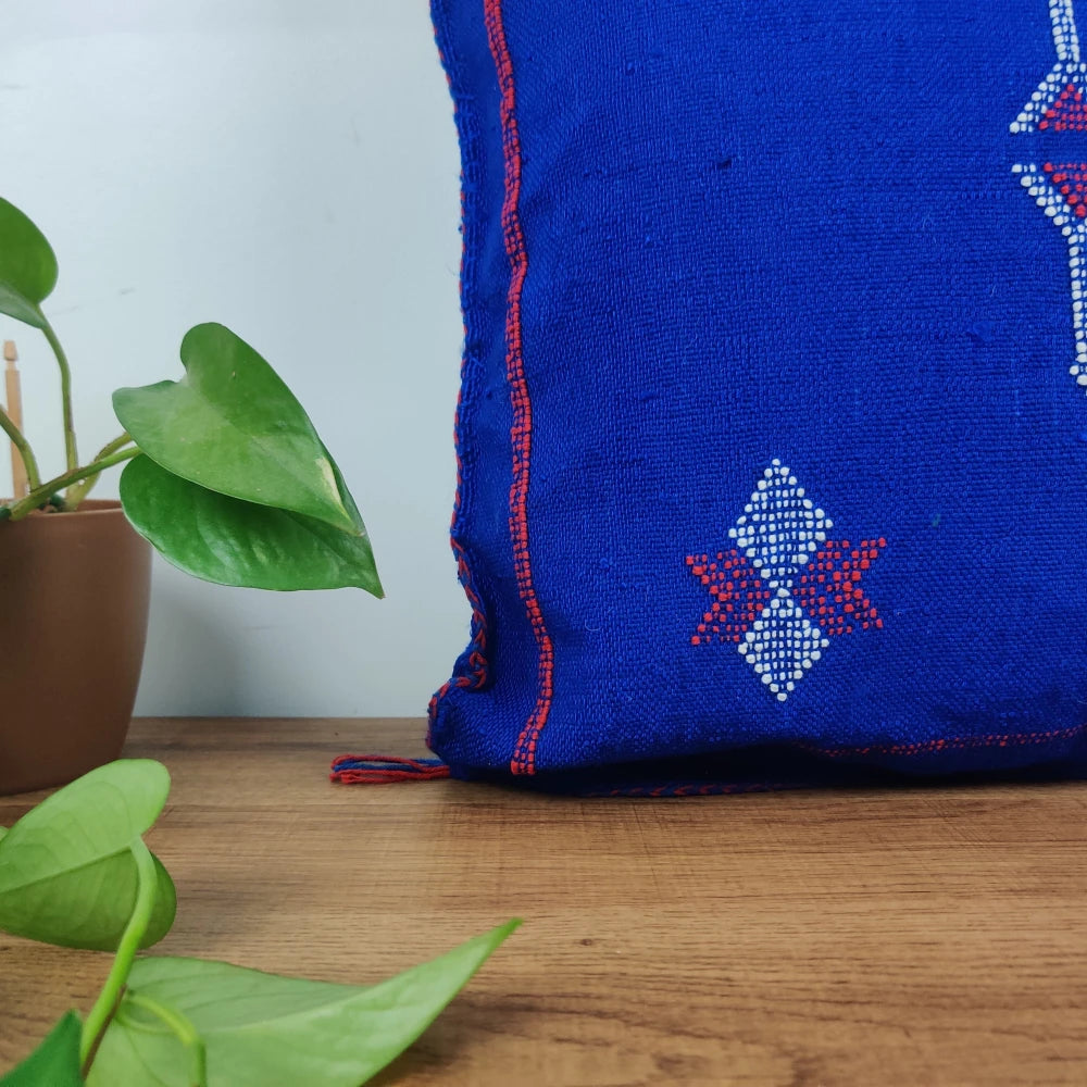 Coussin berbère Bleu Sabra - MAZIR Décoration