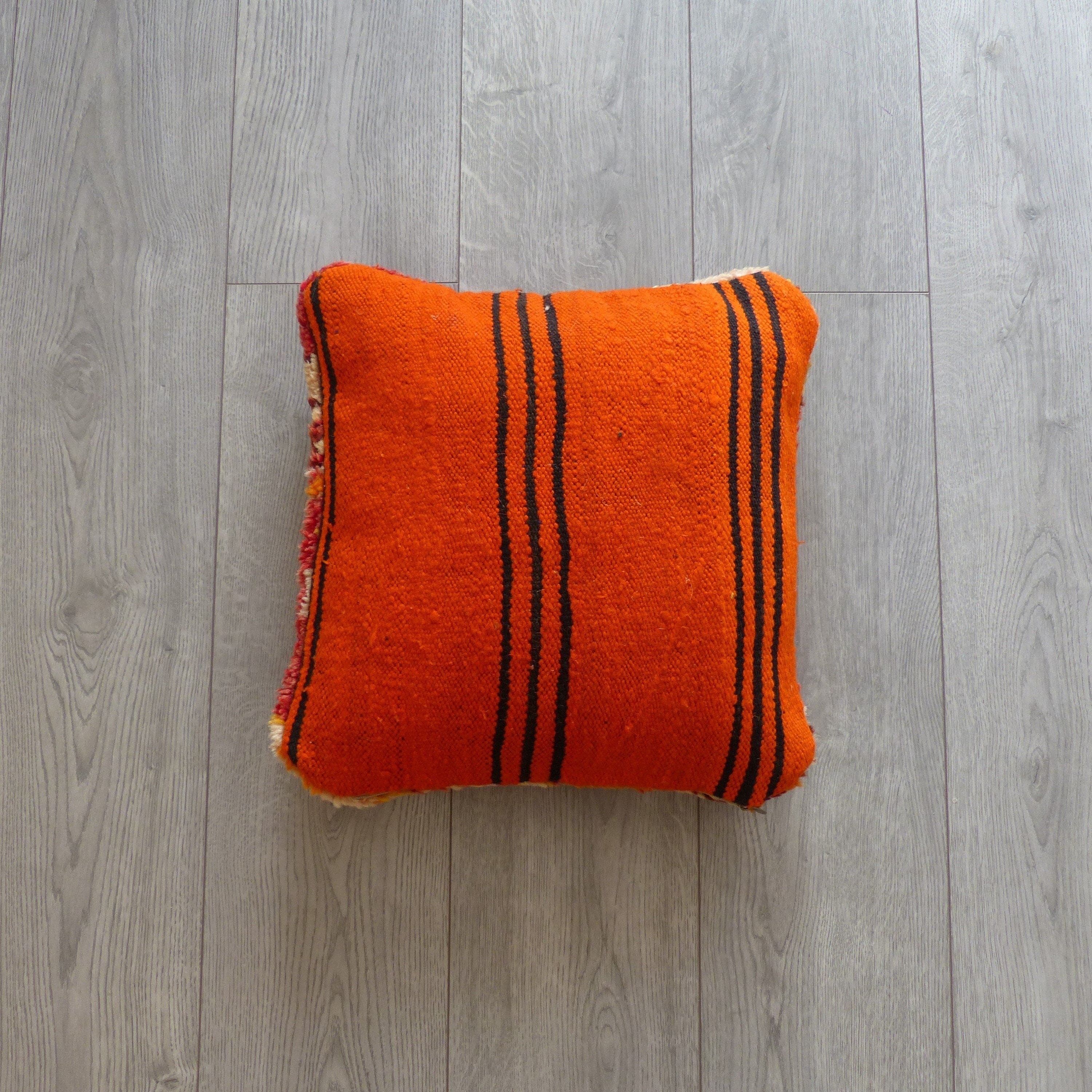 Coussin Berbère Boujad Orange Rouge 40x40 cm - Coussin