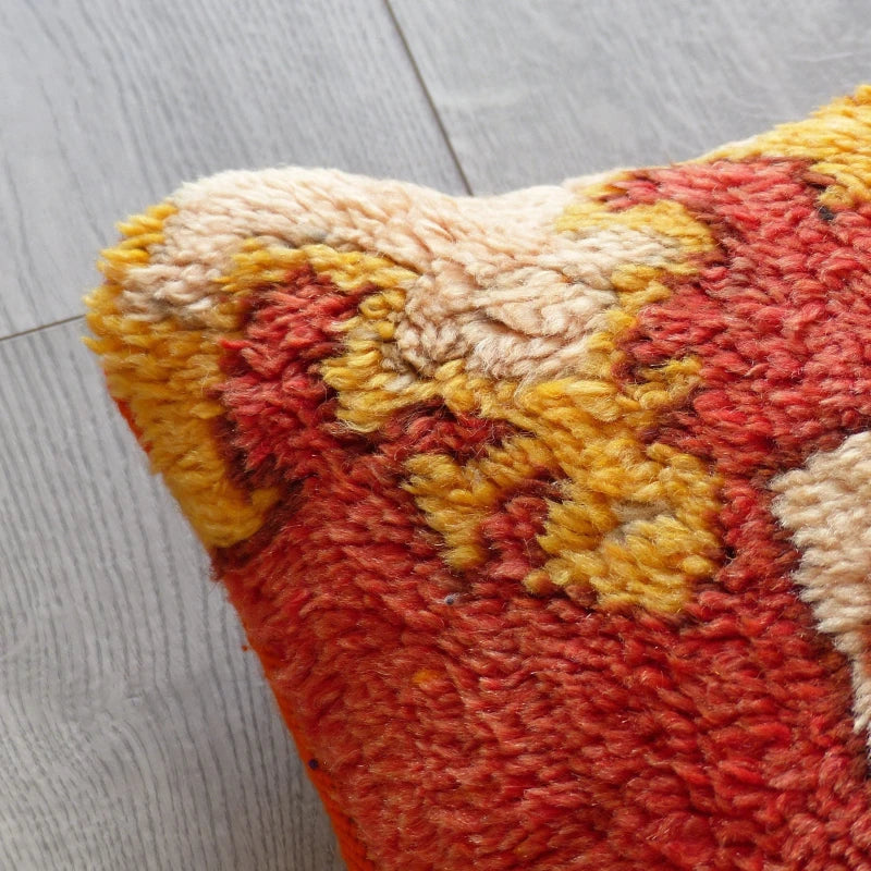 Coussin Berbère Boujad Orange Rouge 40x40 cm - Coussin