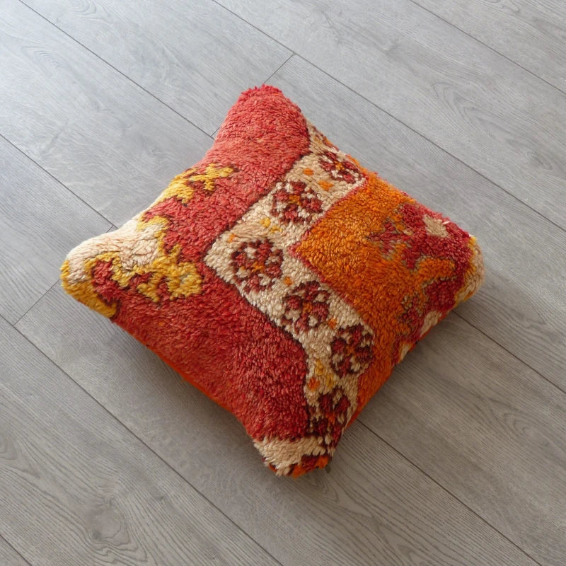Coussin Berbère Boujad Orange Rouge 40x40 cm - Coussin