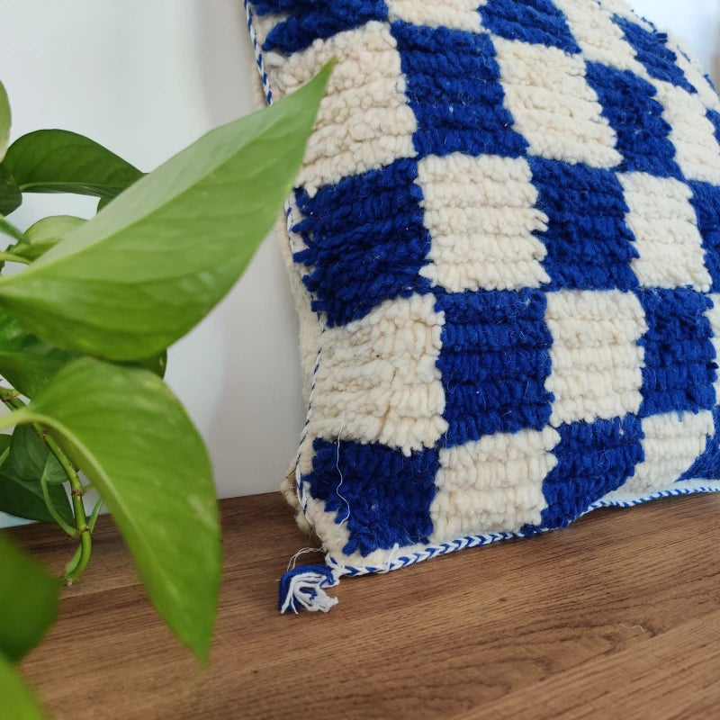 Coussin berbère carreau bleu - Bleu / Beni Ouarain - Coussin