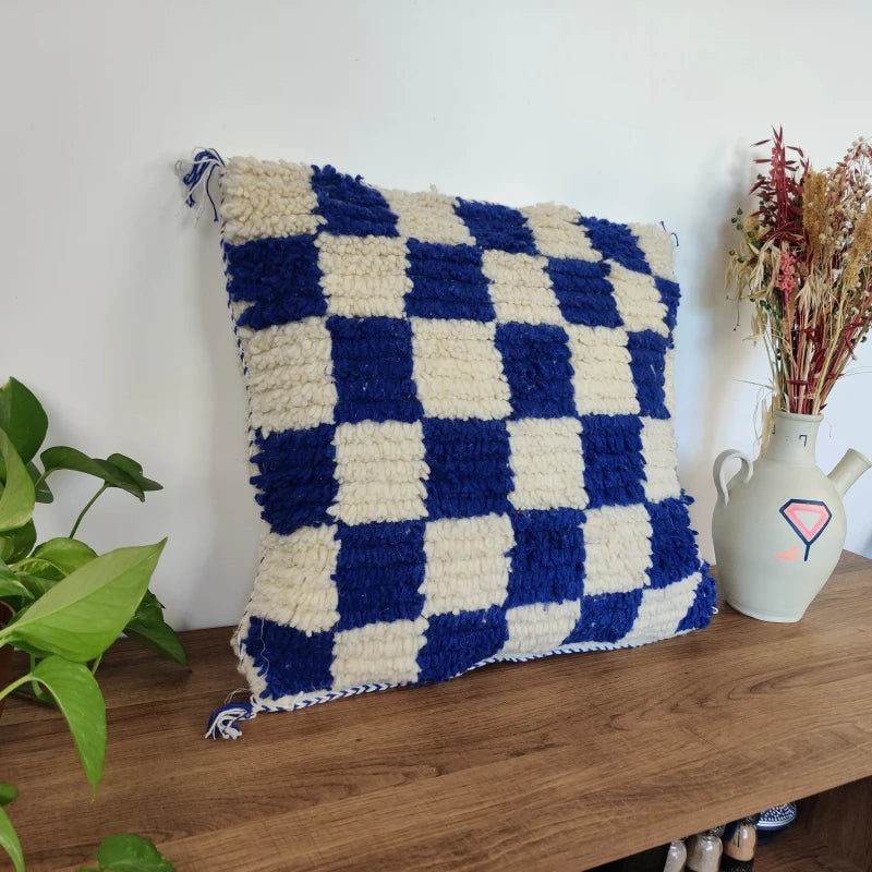 Coussin berbère carreau bleu - Bleu / Beni Ouarain - Coussin