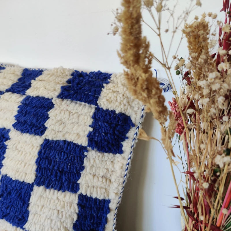 Coussin berbère carreau bleu - Bleu / Beni Ouarain - Coussin