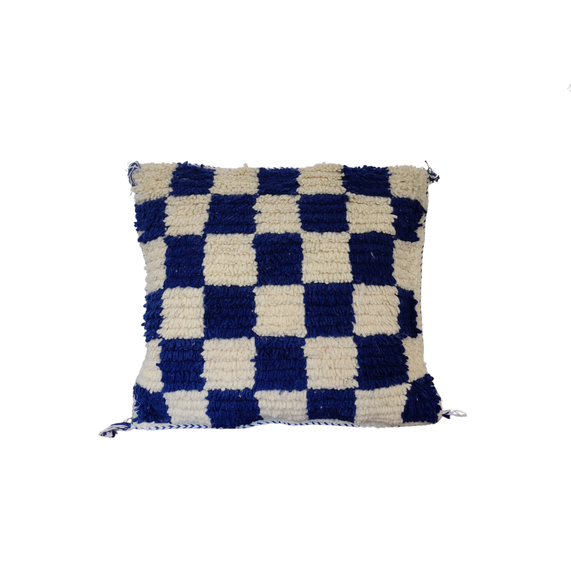 Coussin berbère carreau bleu - Bleu / Beni Ouarain - Coussin