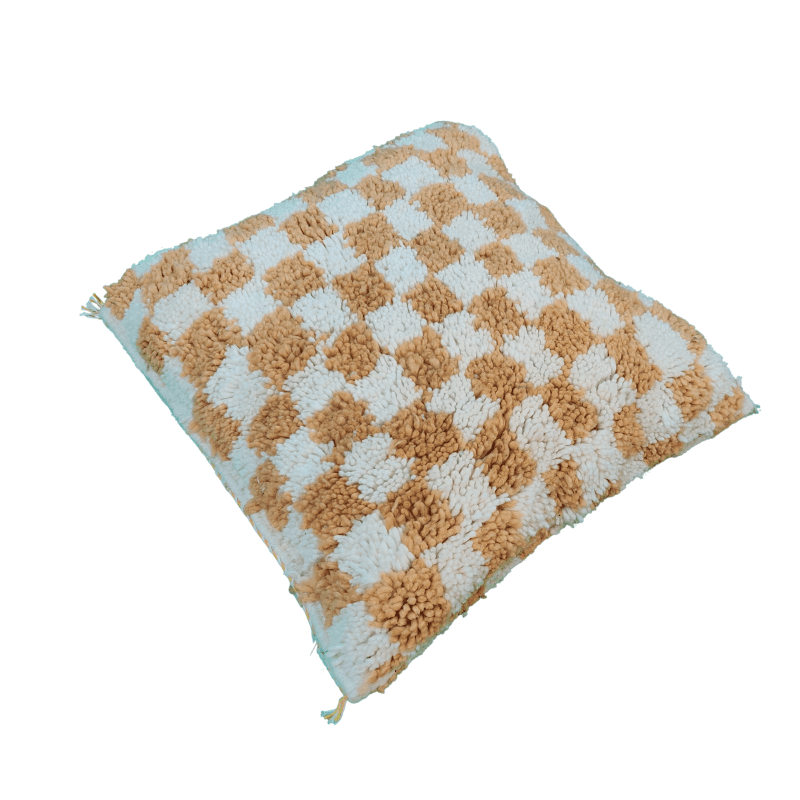 Coussin marocain blond damier