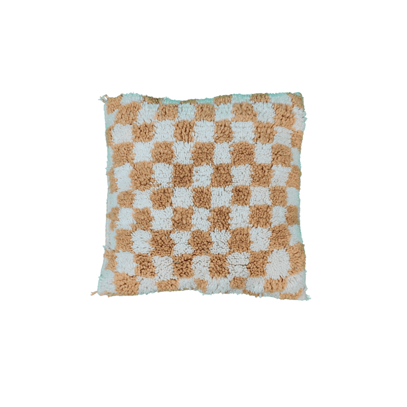 Coussin Beni Ouarain blond damier boho chic